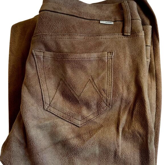MOTHER The Looker Skinny Faux Suede Pants – "Crackle Tan" Brown Wash Size 28 - Picture 12 of 12